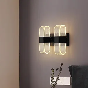 Interior Modern Minimalist Creative Wall Lamp for Bedroom Living Room Wall Lights Black Gold Acrylic LED Wall Bracket Light