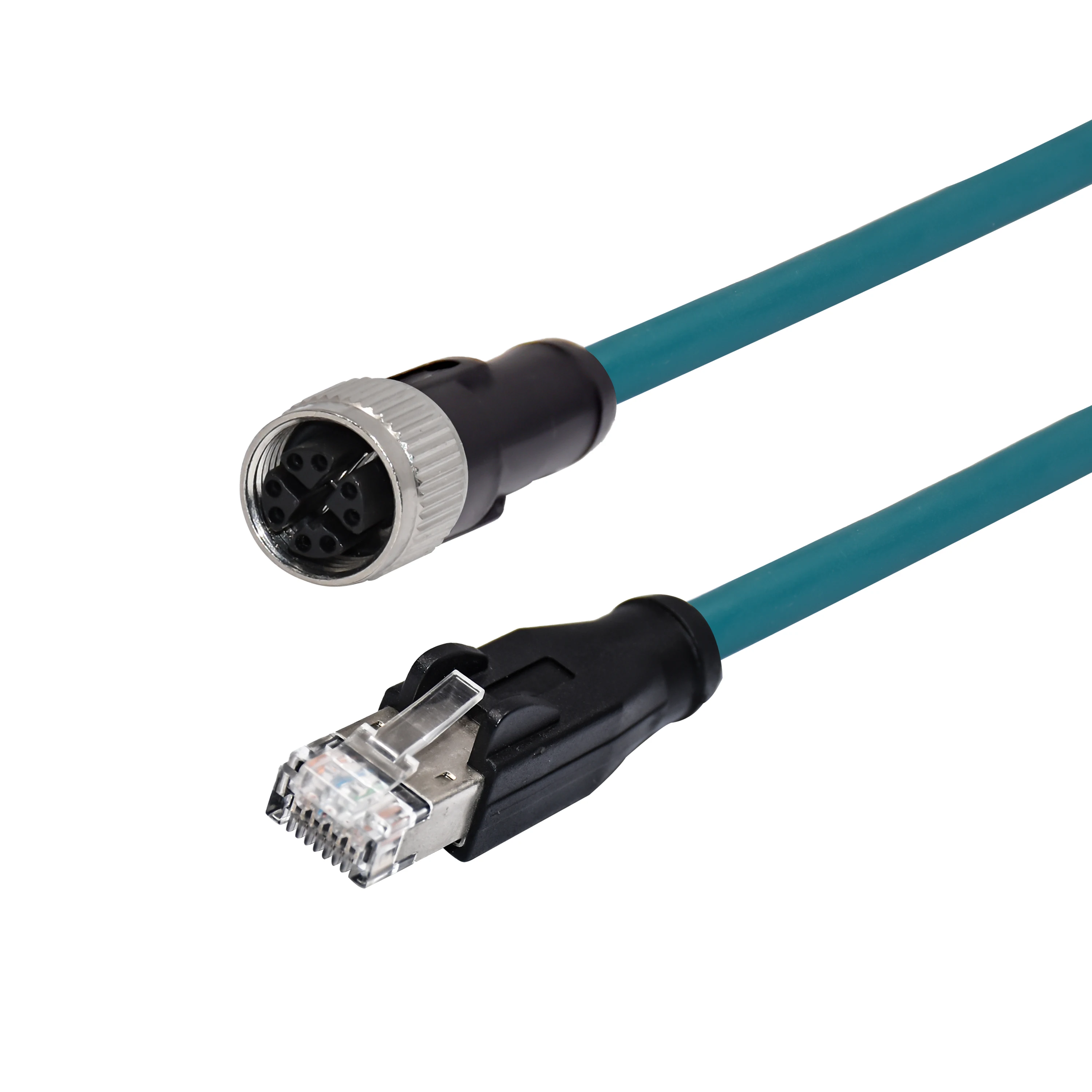 M12 X Code 8 Pin Male Waterproof Connector to RJ45 Ethernet Cable Shielded Cat 6 Industrial Camera Vision Sensor Plug Patch Cord