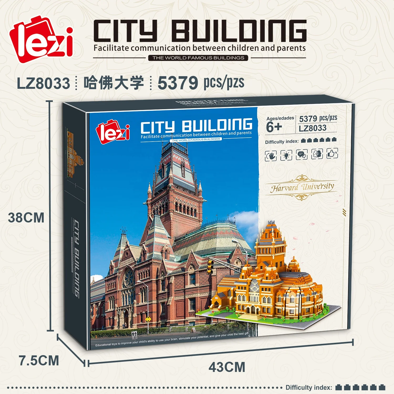 Architecture Diamond Building Block Sets Block Toys Harvard University 5379PCS