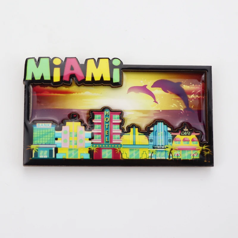 USA Miami 3D Wooden Fridge Magnets - Handmade Travel Souvenir & Decor - View #9