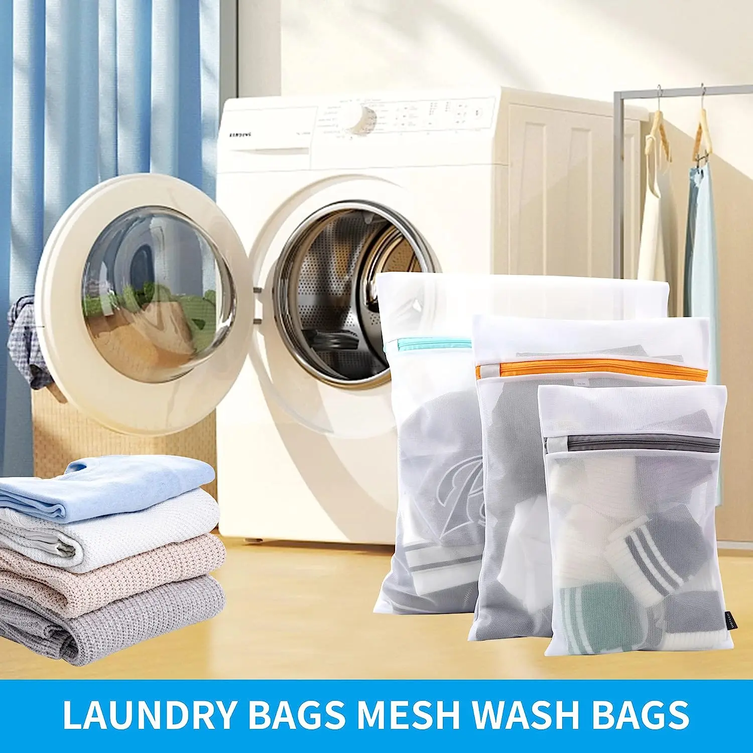 Polyester Mesh Laundry Zipper Washing Bags Suitable for Underwear, Blouse,  Hosiery, Pants, Sweaters, Bra and Clothing
