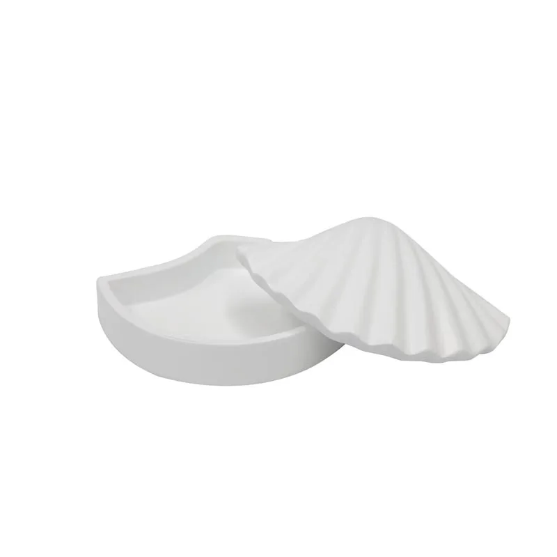 Wholesaler Artificial Resin Clam Shells Box Statue Coastal Sea Shell Jewelry Storage box Nautical Home Decor factory