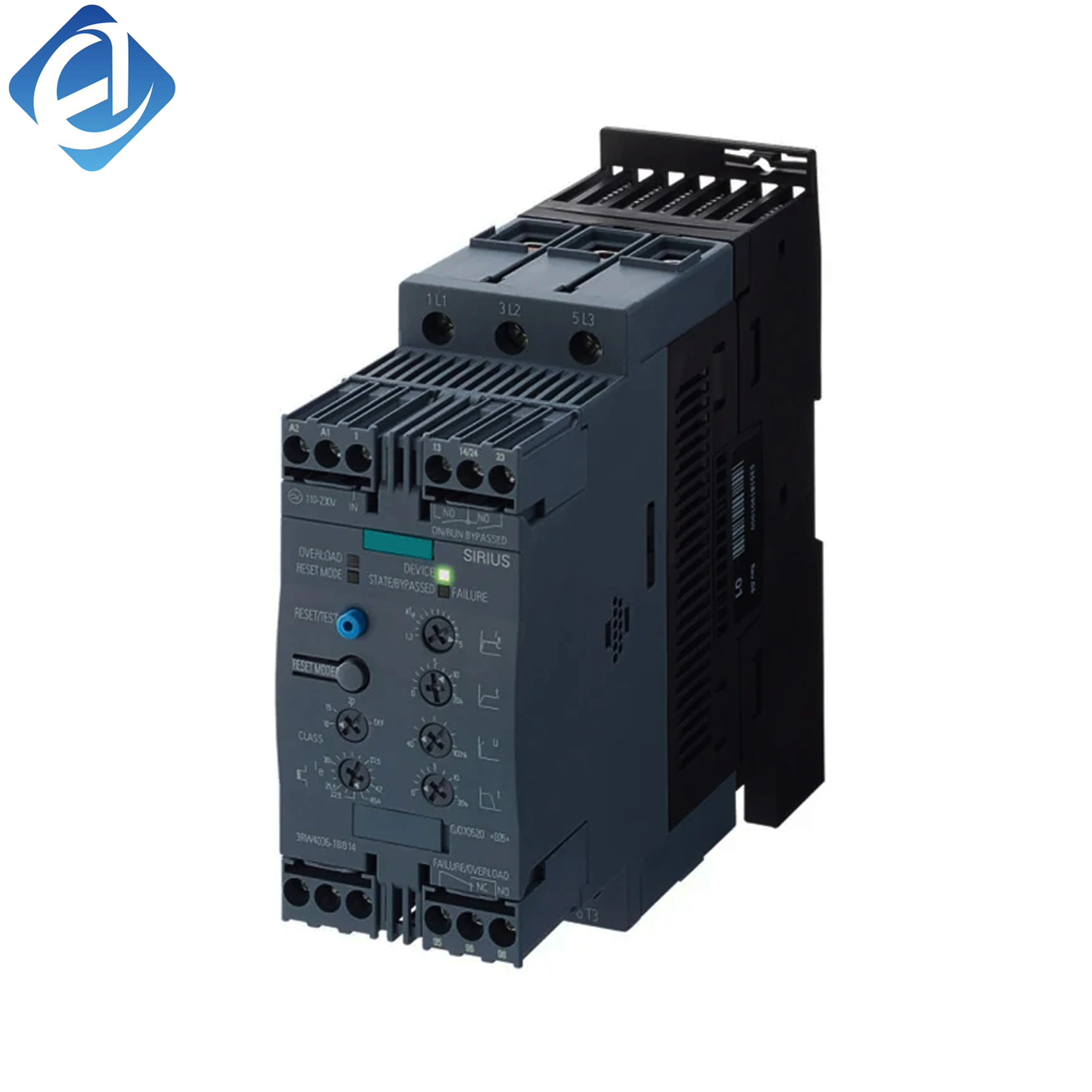 New Original 3RW3026-1BB04 soft starter. Achieves smooth motor start and stop, reduces current impact, overload and overload protection, widely used in fan, water pump and conveyor motor starting control systems.