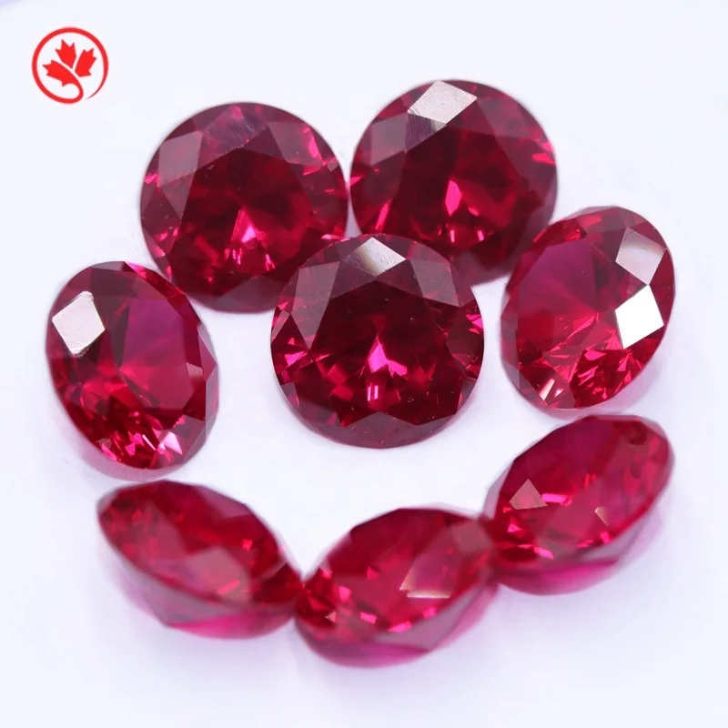 Redleaf Jewelry AAA synthetic ruby corundum gemstone 3.0mm-15.0mm round shape ruby stone price per carat