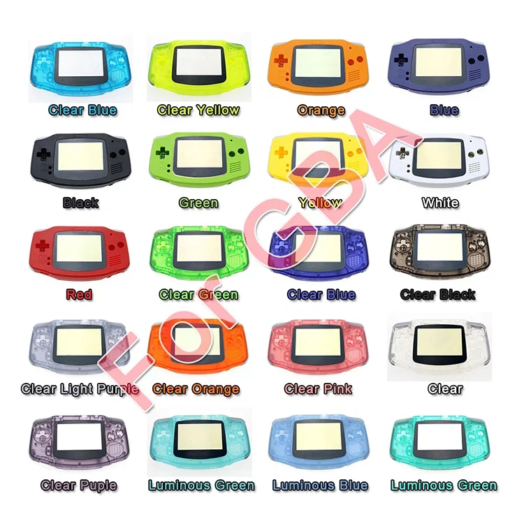 Replacement Protective Hosing Case Cover Hard Clear Pink Shell for Classic Gameboy Advance GBA