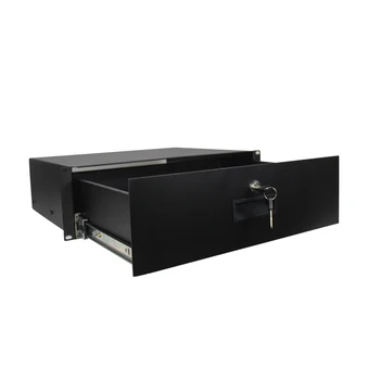 DJ 1U Black Network Rack Swivel 19-inch Server Cabinet with Lock Key Ventilated Metal Enclosure Rack Mount Drawer-Used Stock