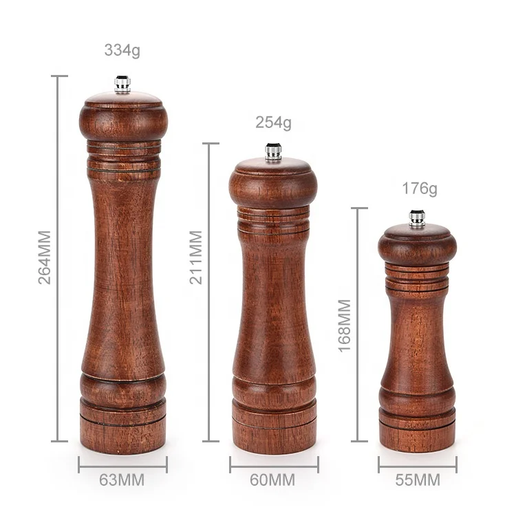 Best Selling Pepper Or Salt Grinder Wood Oak Wooden Pepper Grinder For