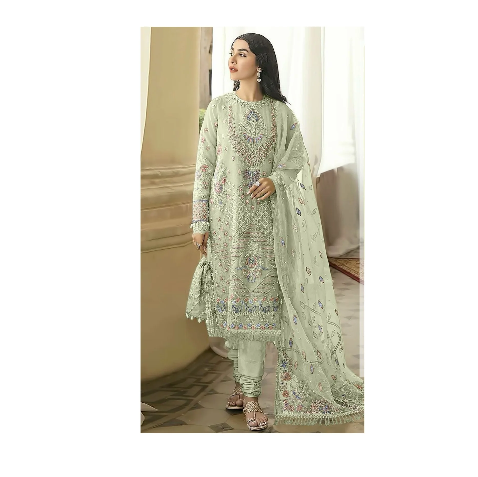 Heavy Faux Georgette Pakistani Clothing Readymade Salwar Suit With ...