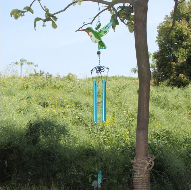 Metal Bird Hanging Wind Chime with Bell Metal Wind Chime Outdoor Medium Wall Hanging Iron Craft Wind Chime for Home Garden