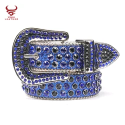 Source Designer New Fashion Shiny Belts Western Cowboy BB Rhinestone Belt  PU Leather Colorful Studded Malachite Blue DNA Belts for Men on  m.