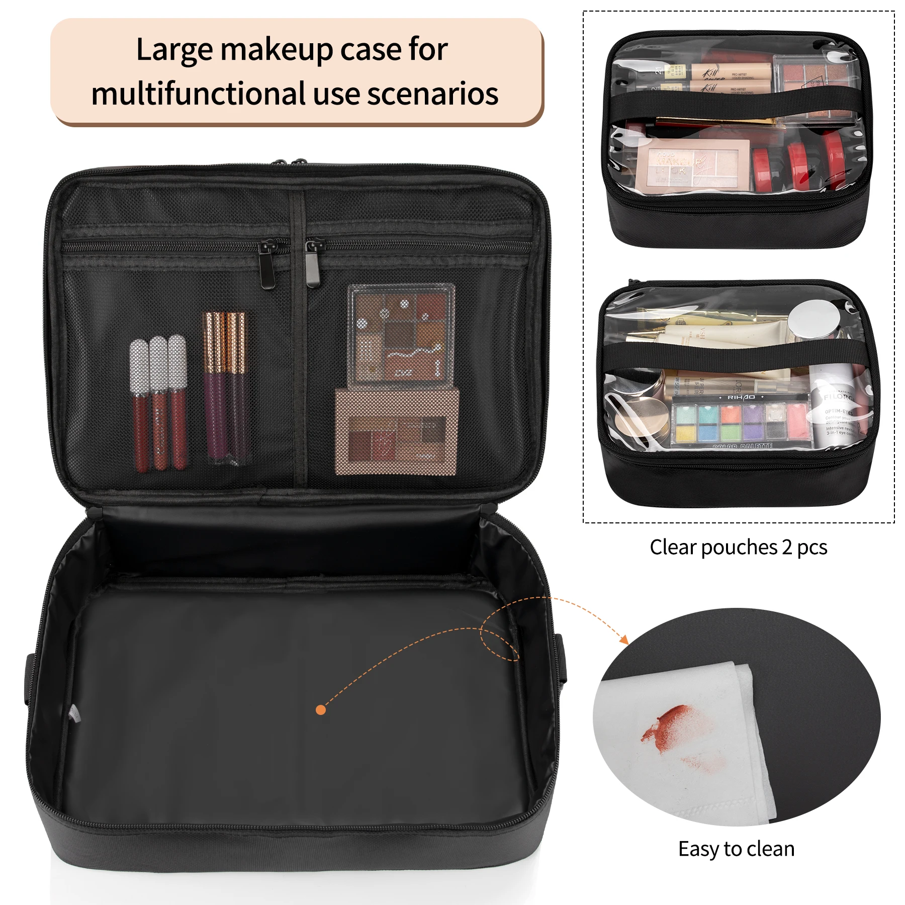Relavel Fashion in Rolling Travel Makeup Case Brush Bag OEM