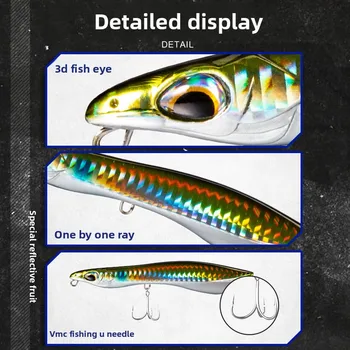 Artificial Hard Bait Fishing Pencil Lure-Topwater Sinking & Floating 115mm Without Hooks-for Bass – Popper – view 2