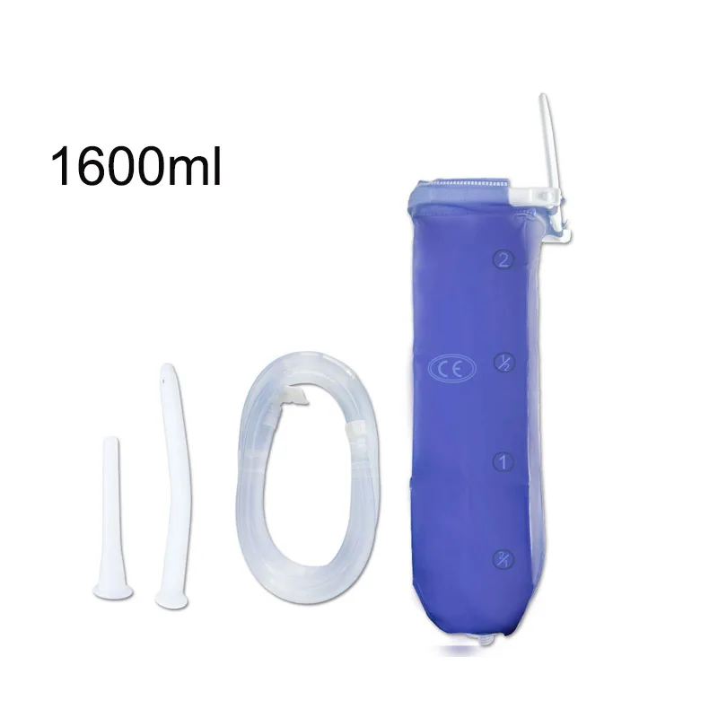 PVC Enema Kit 2 L Enema Bag Long Silicone Hose 3 Multi-Size Reusable Tips Controlled Water Flow for Colon Detox Cleanse Enemas
