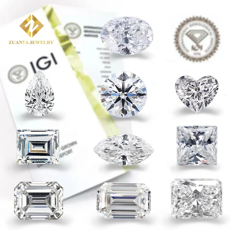 Zuanfa Jewelry Wholesale Gia Igi Certificate Lab Grown Diamond Cvd Hpht ...