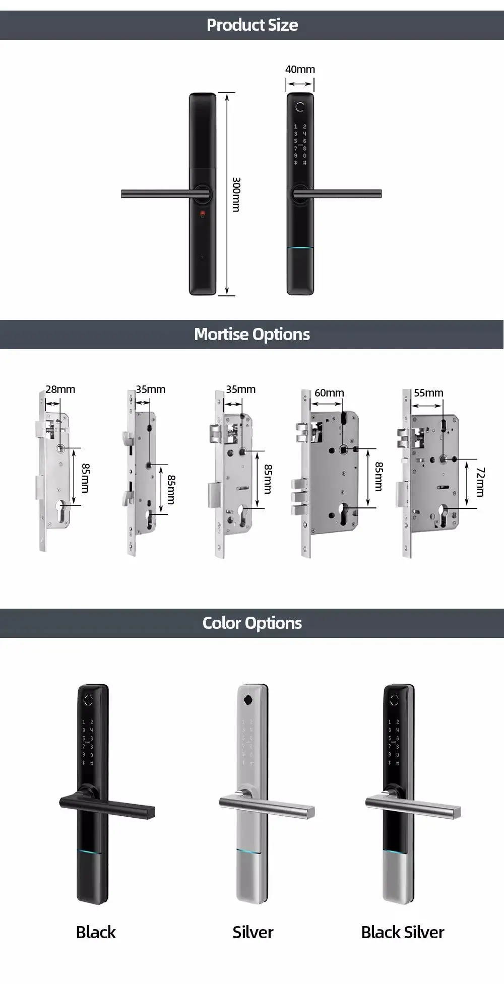Waterproof Smart Door Lock with 6V Power and 35-75mm Door Thickness for Residential and Airbnb Use 6