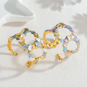 Wholesale Hollow Out Cuff Bracelet Stainless Steel Open Bangle Ins Style Light Luxury Irregular Jewelry for Women