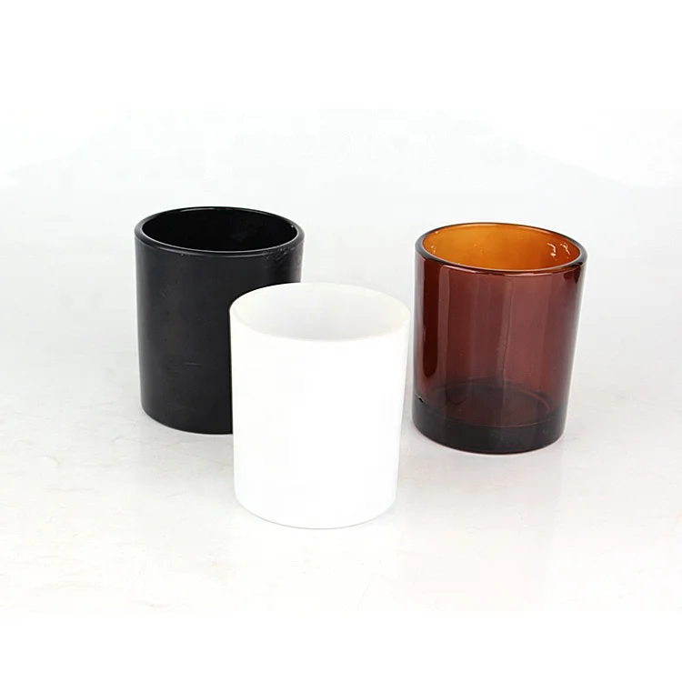 Factory Sale Empty 7oz 200ml Matte Black White Brown Glass Candle Jars Vessels Container with Lid for Candle Making