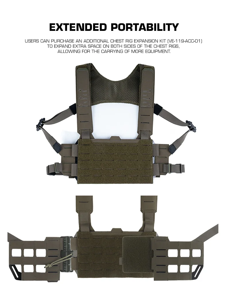Taktische K-Modular-Brusttasche mit Schultergurten, atmungsaktives Mesh-Gewebe, passend für K-Z Airsoft Placard Admin Pouch – Detail 13