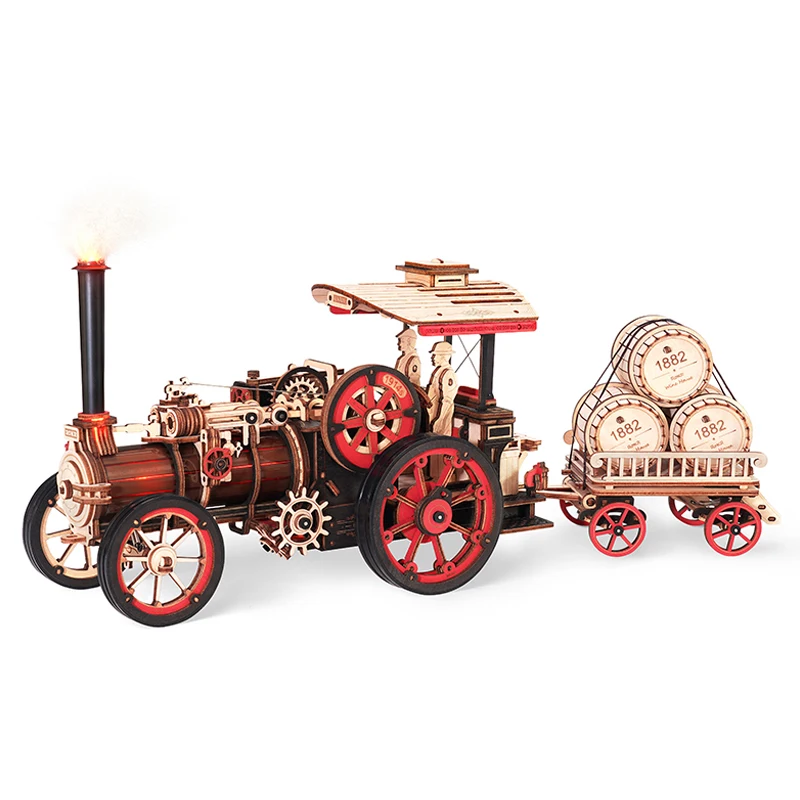 Robotime Rokr DIY Assemble Educational Kids Toys LKA01 Steam Engine Model Kits 3D Wooden Car Puzzles