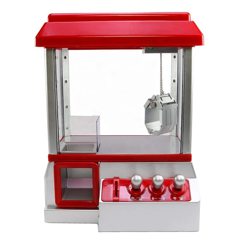 B/O Crane Game Candy Grabber Small Plush Toy Claw Machine Candy Machine  With Music and 24 Coins