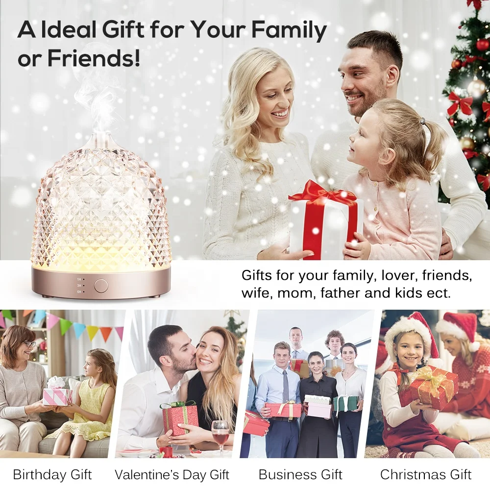 Lecdura Glass Essential Oil Diffuser Perfume Diffuser Glass Reservoir Dome Scent Diffuser
