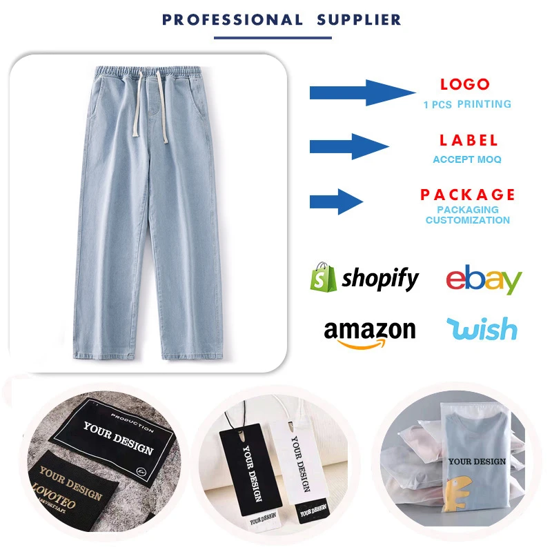 Wholesale Custom Straight Baggy Jean Street Loose Trousers