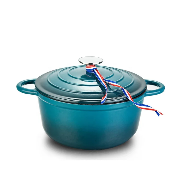 French Large Multicoloured Cast Iron Casserole Saucepans Pot Enamel Dutch Oven With