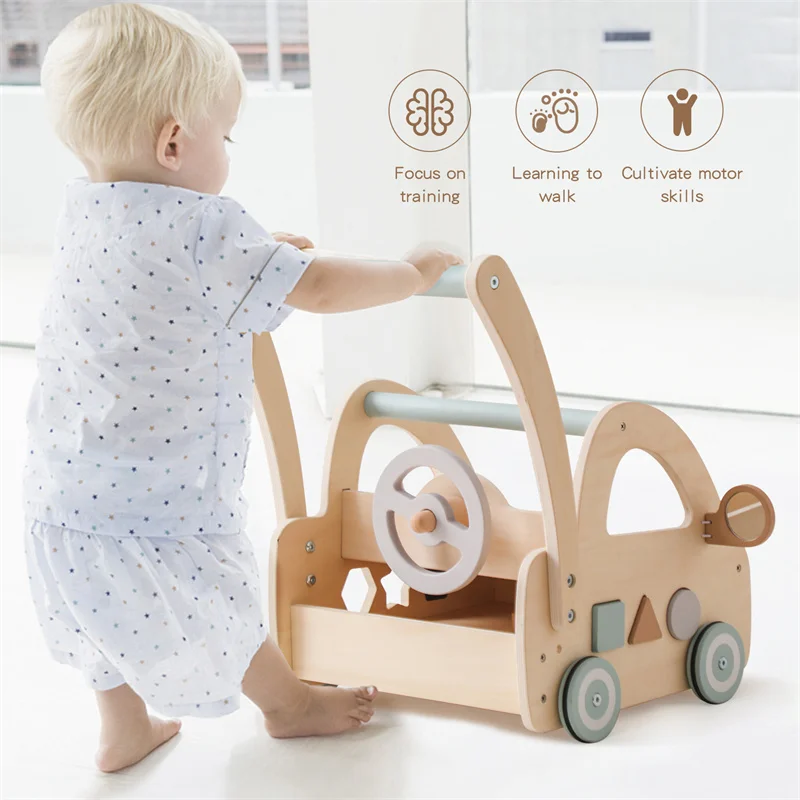 Hot Selling Wooden Multi-Functional Activity Center Unisex Toddler Push Walker for 2-4 Years Old Baby Learning Toy