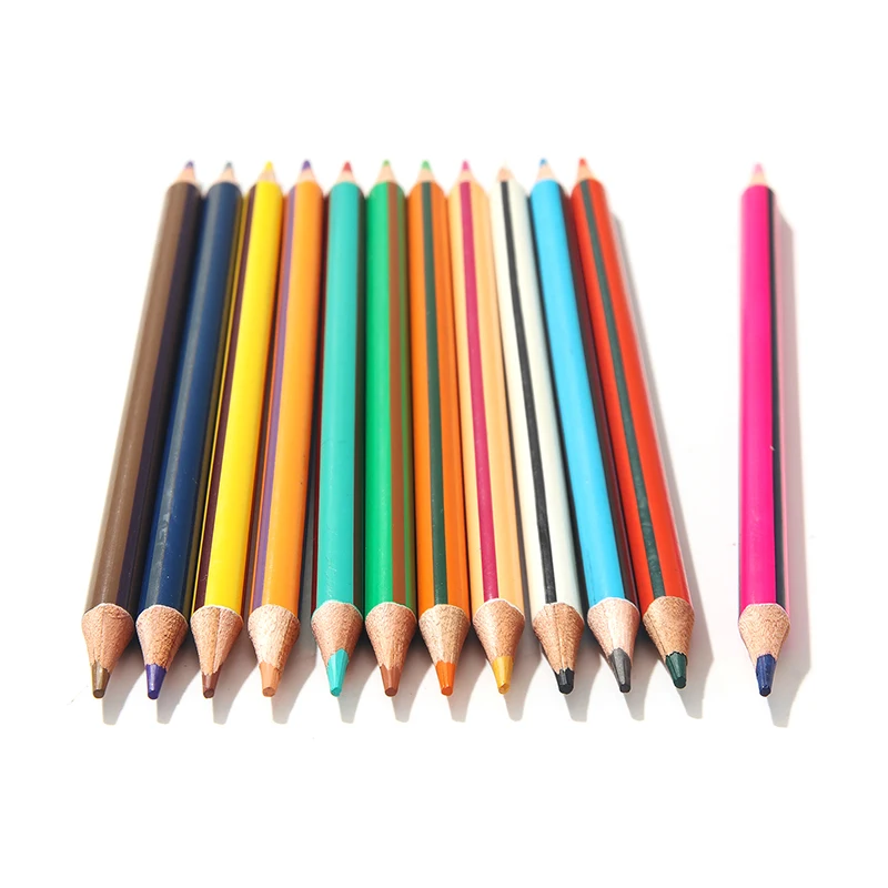 Customized Logo 24 Colors Wooden Double End Color Pencils Double Two ...