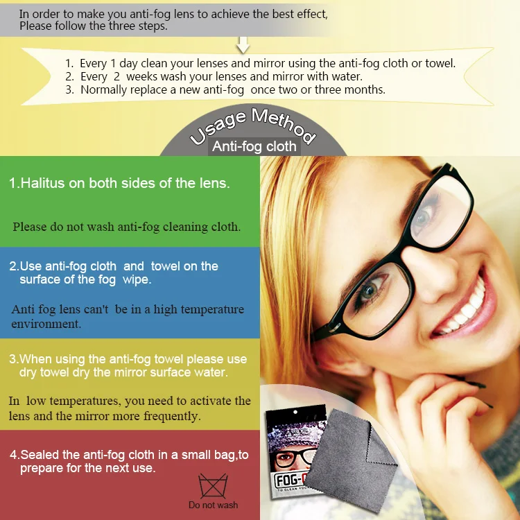 Custom Antifog Microfiber Lens Glasses Cleaning Cloth Glasses Goggles