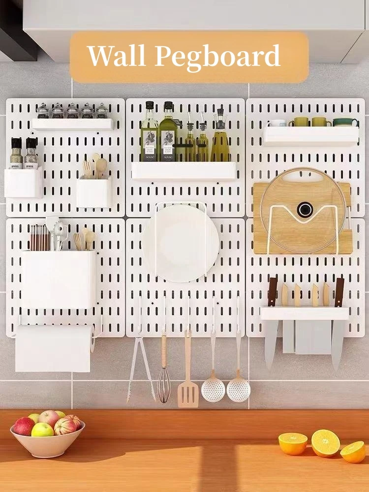 Office Wall Mount Pegboard Display Wall Peg Board Shelf With Storage ...