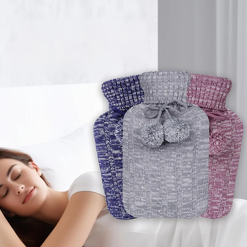 china supply rubber customized hot water bottle bag with knitted cover muscle relief for winter wholesale