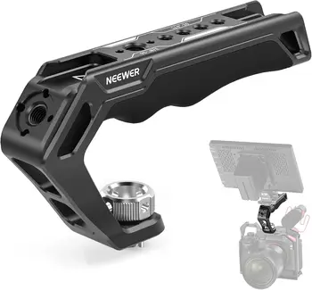 NEEWER Camera Top Handle with 3/8" ARRI Locating Pins, Comfort Silicone Grip with 1/4" 3/8" Threads and 3 Cold Shoes