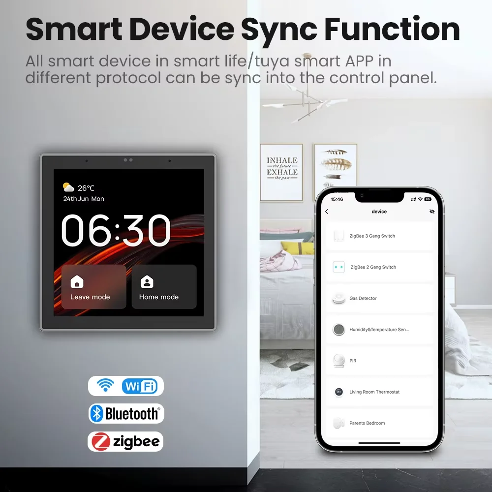 4INCH Smart Wifi Zigbee Touch Screen 2 Gang Switch Android Scene Control Panel for Tuya Smart 220V 10A Glass Plastic Battery