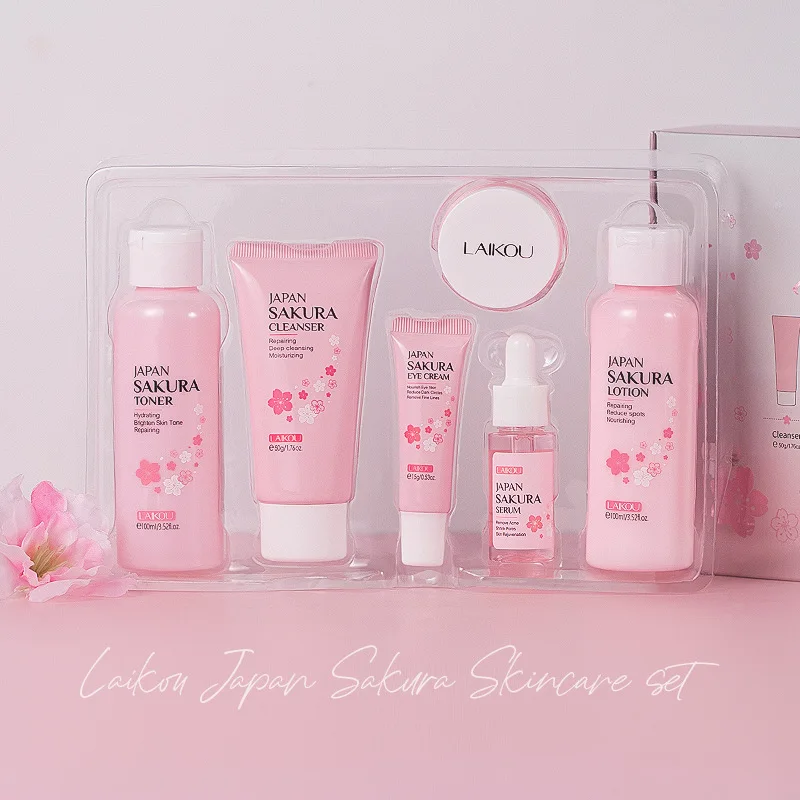 LAIKOU Japan Sakura Skin Care Set 6pcs - Hydrating Cleanser