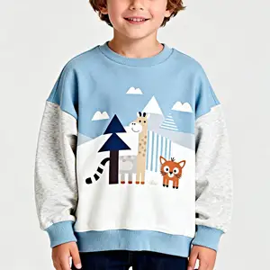 Custom Embroidery logo French Terry Fleece Cotton Baby Kids Pattern Cartoon Printing Oversized Sweatshirts Pullover