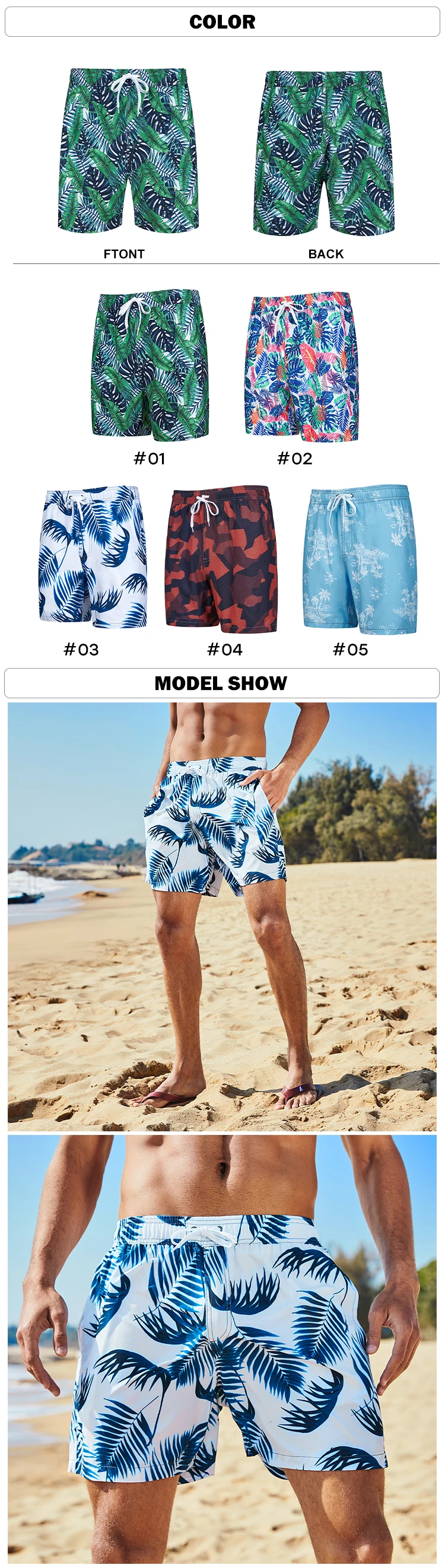 Summer New Beachwear Printed Men's Seaside Shorts Sports Swimming Trunks Beach Swim Trunks Surf Shorts414_voghion.com
