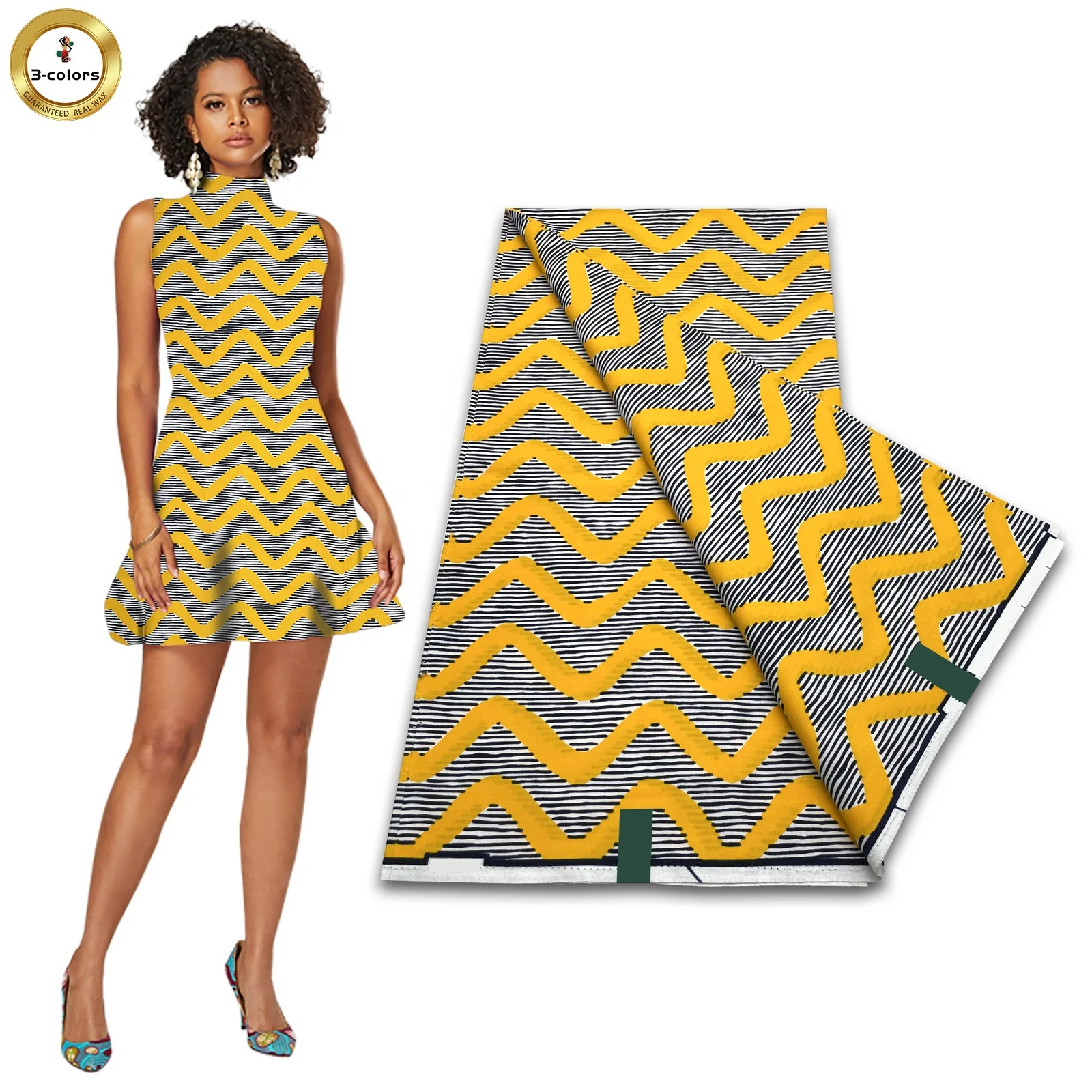 Tissu Coton Africain Imprimé Cire Véritable (Ankara) - Prix Au Mètre - Multicolore - Pour Artisanat Et Vêtements