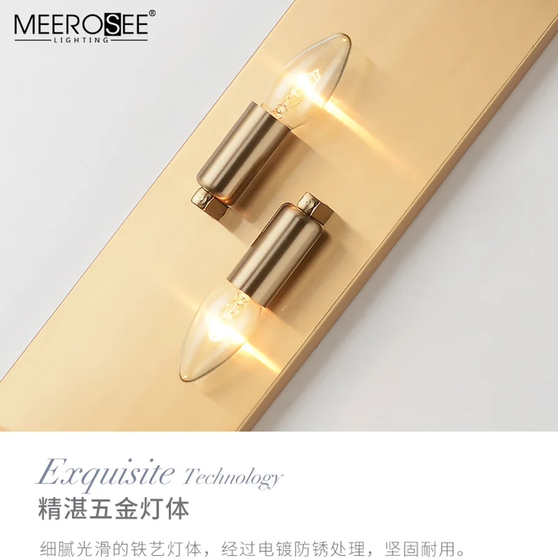 MEEROSEE  Modern Decoration Iron Crystal Wall Light Golden Color Indoor Wall Sconces Bathroom  Wall Lamp MD86731