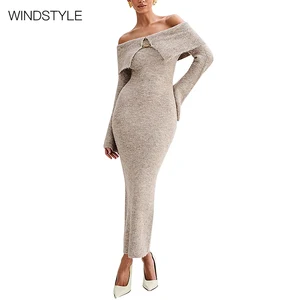 Women's Elegant Strapless Dress with Lapel Breathable Summer Solid Pattern Knee-Length Long Party Dress ODM Supply