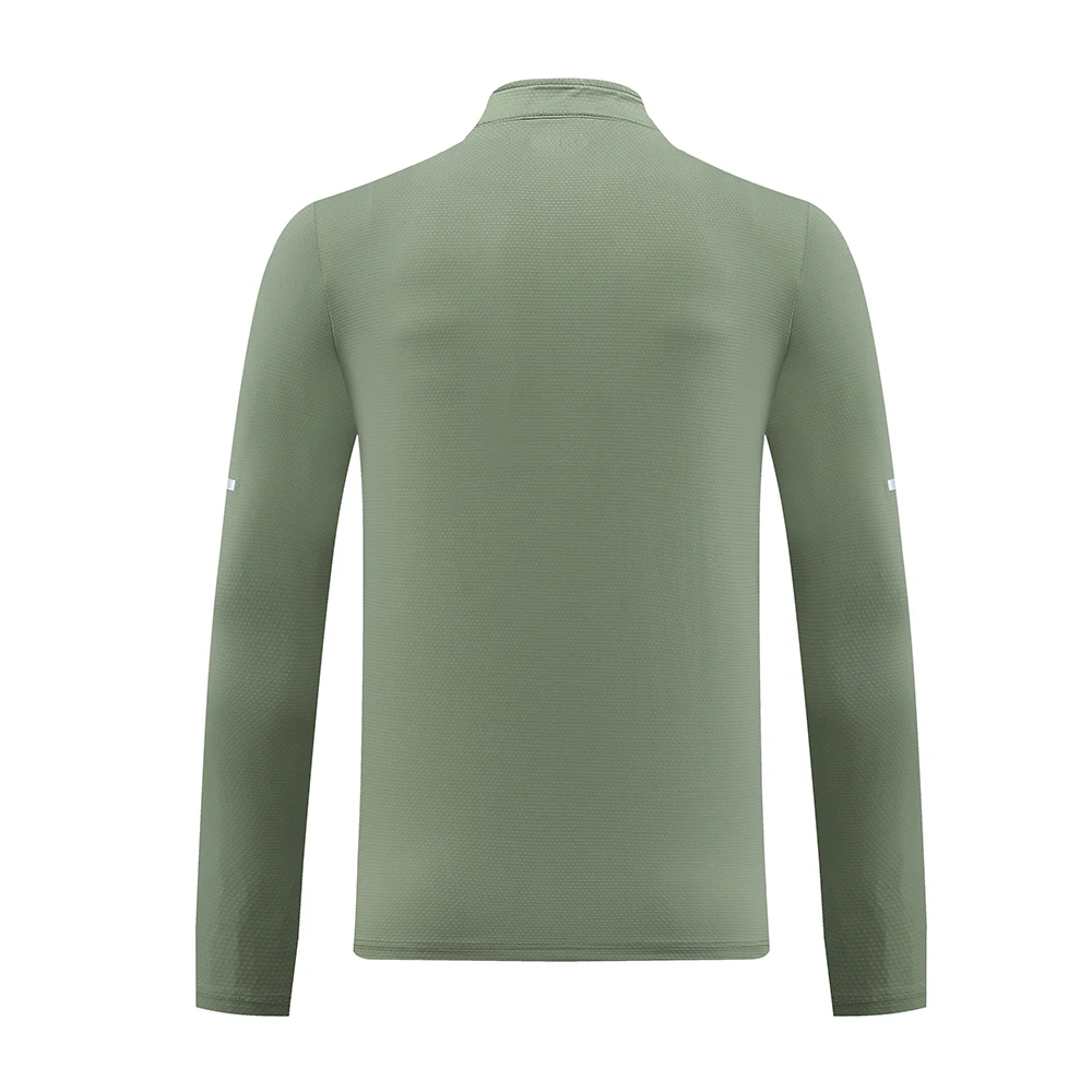 Customized Logo Polyester With Spandex Long Sleeve Half Zip Running Shirt