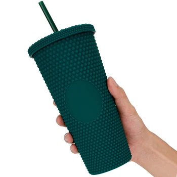 Luxury Plastic Tumbler Modern Travel Mug Double Wall Drink Cup 24oz Studded Tumbler