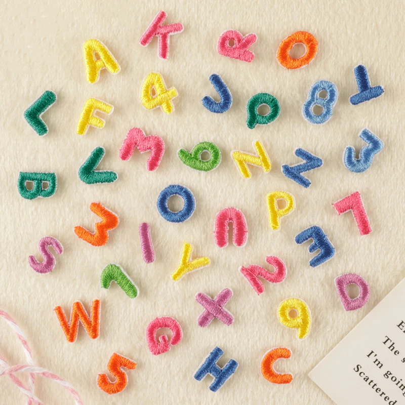 In Stock Small Size Colorful 3d Embroidery Patch Iron on Number Letter Patches