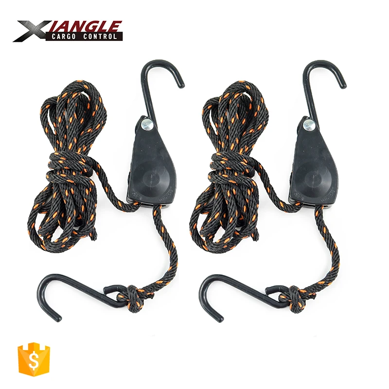 1/4'' Multi Uses Rope Ratchet Tie Down with S-Shaped Hook Adjustable Rope Hanger Rope Ratchet Tie Down