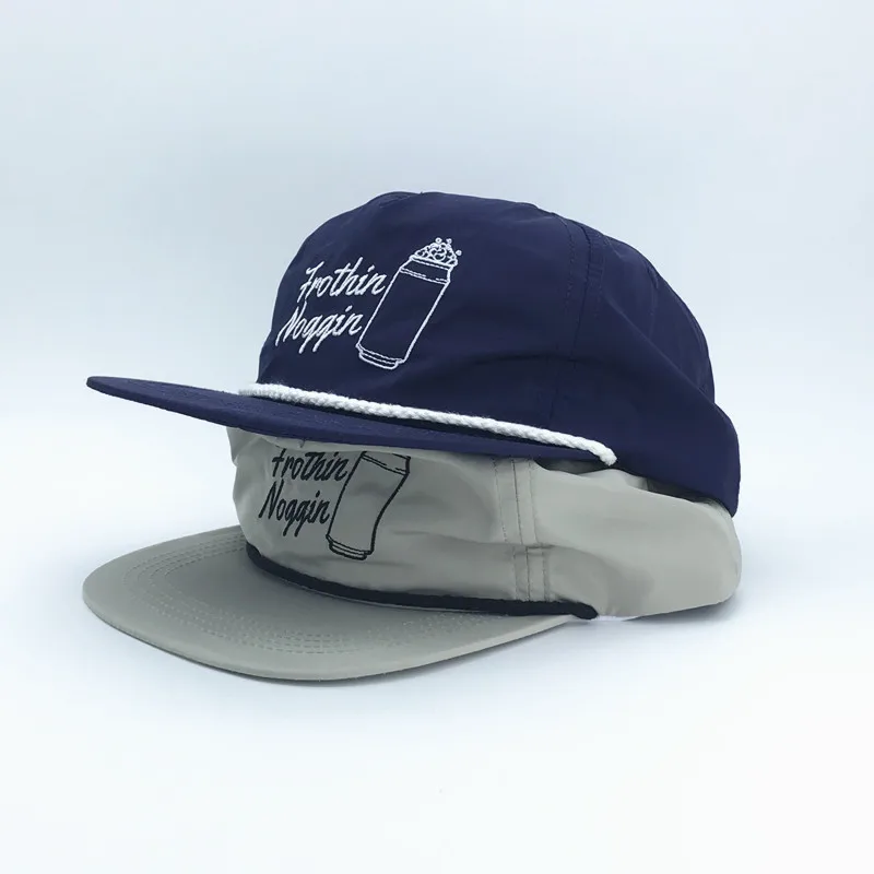 Custom High Quality Nylon Unstructured Panel Hat Front Embroidered Rope  Snapback Caps Outdoor Street Party-Leaf Checkered