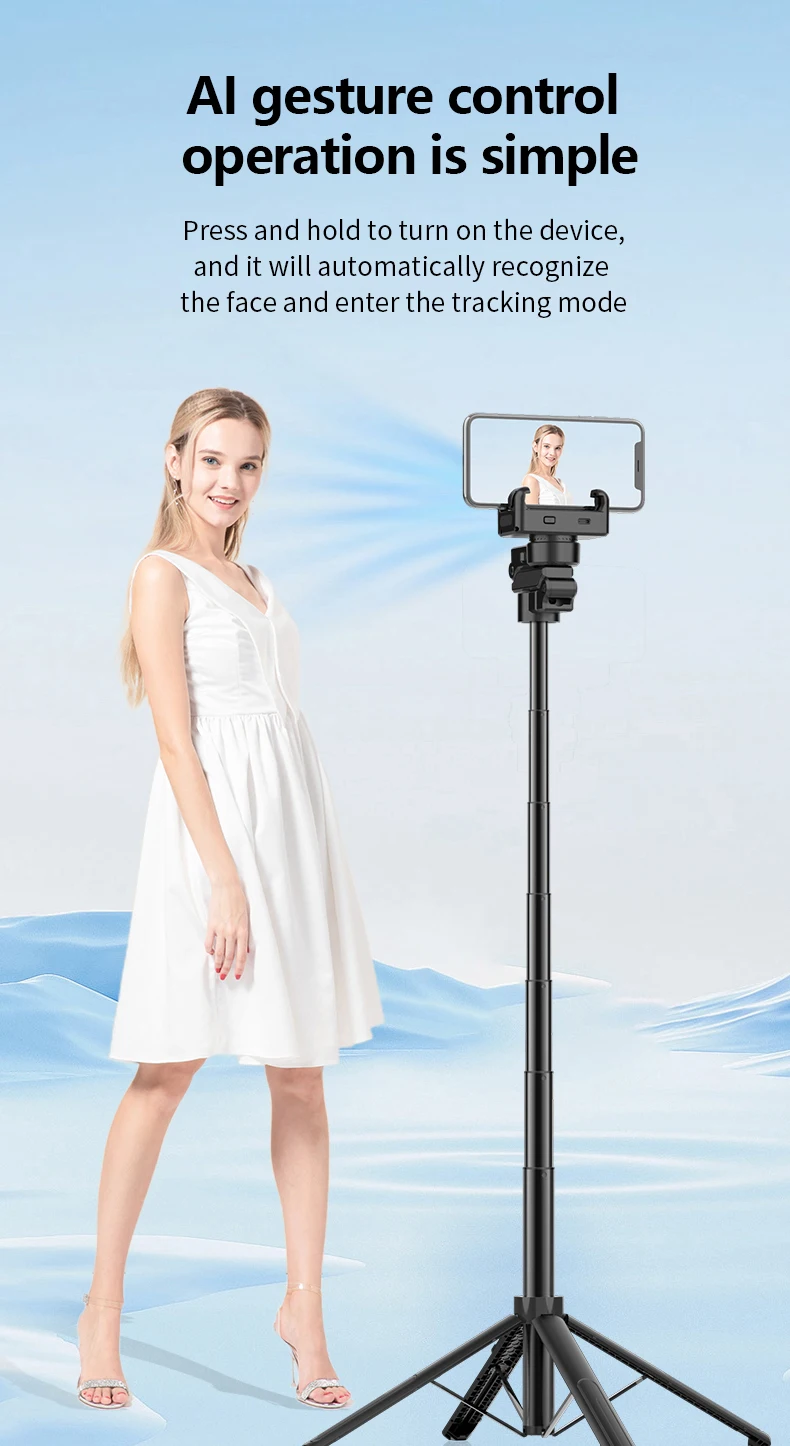 C16 Intelligent Selfie Stick Expandable Phone Holder Detachable Wireless Remote Control Stabilizer for Facial Recognition