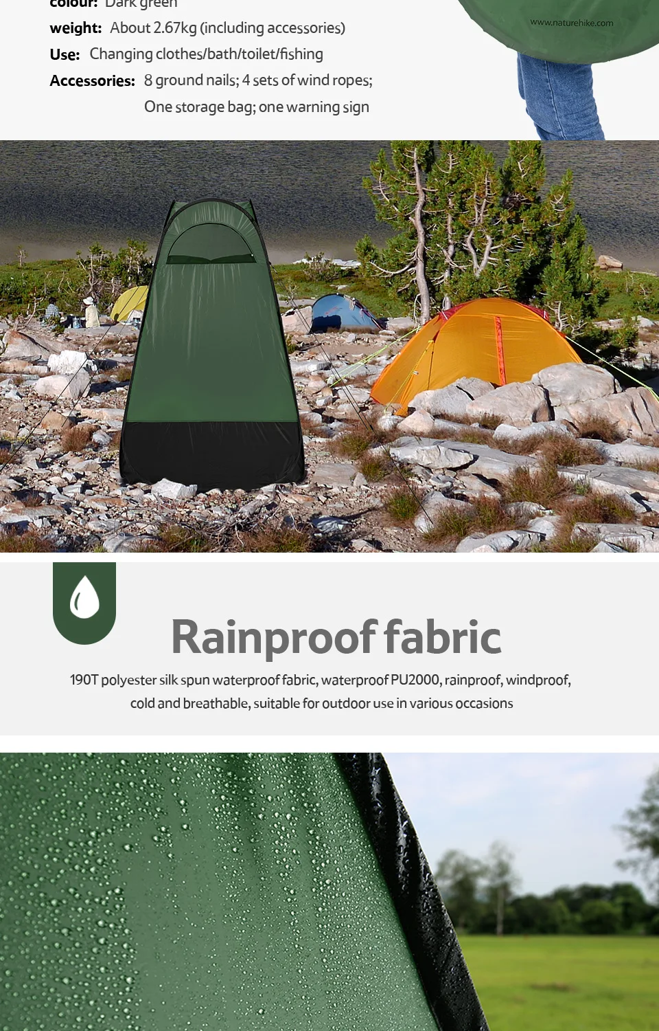 Naturehike Outdoor Portable Folding Camping Toilet Tent For Washing