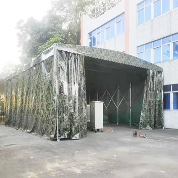 Folding simple storage tent, temporary warehouse, mobile sunshade, retractable movable sliding rain shelter