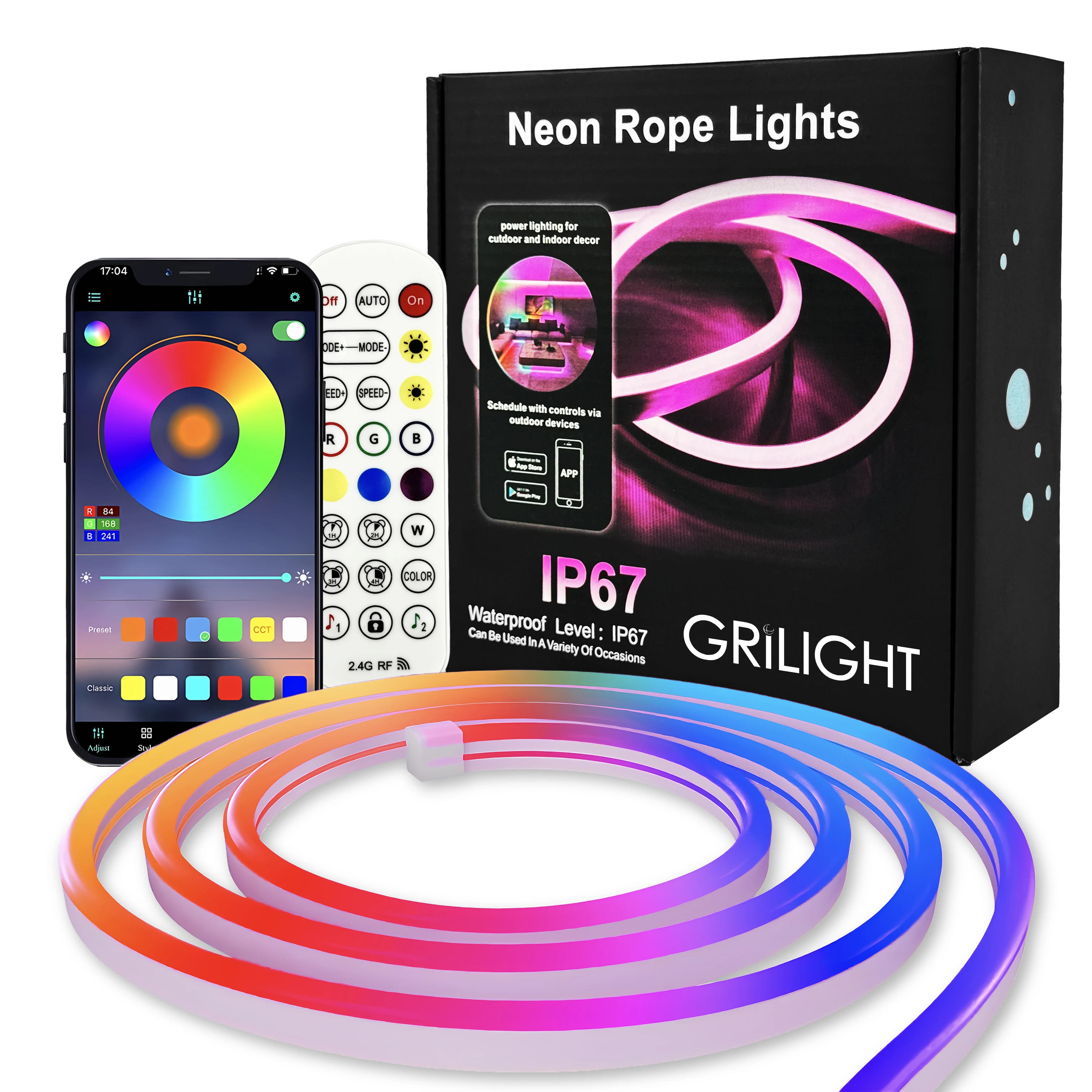 Smart Rgbic Neon Led Strip Light Waterproof Flex Lighting Outdoor Indoor  Decor Color Changing Addressable Neon Strip Light