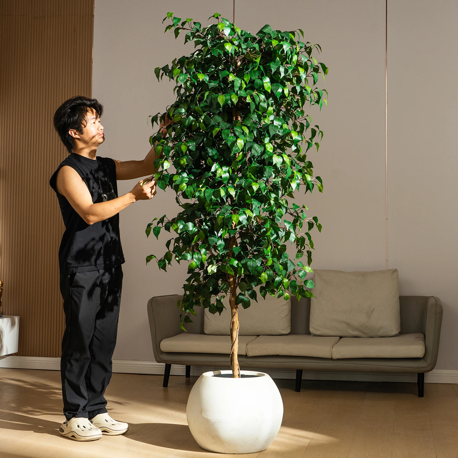 Nearly Natural Real Touch Artificial Olive Potted Tree Branch Real Trunk Olive Trees Plants for Hotel Restaurant Decoration